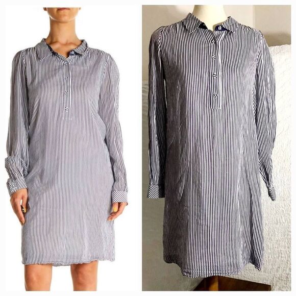 Lilly Pulitzer Blue Striped Long Sleeve Shirt Dress Size 4 - Picture 1 of 10